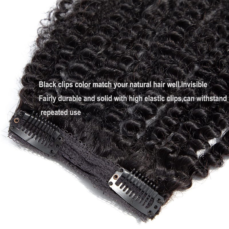 YOOONXI Kinky Curly Clip in Hair Extensions Real Human Hair 3C 4A Human Hair Clip in Extensions Double Weft Afro Kinky Curly Clip ins for Black Women Natural Color 7pcs 120g/Set 18Inch - Image 5